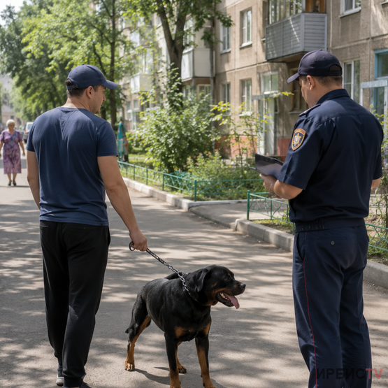 Көшедегілерді шошытқан: Павлодарда итін тұмылдырықсыз серуендеткен тұрғындар жазаланды